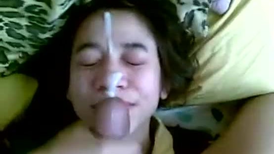Indian girl cum on her face